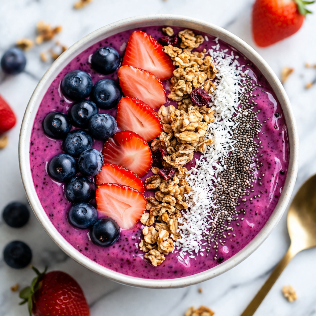  Berry Protein Smoothie Bowl.