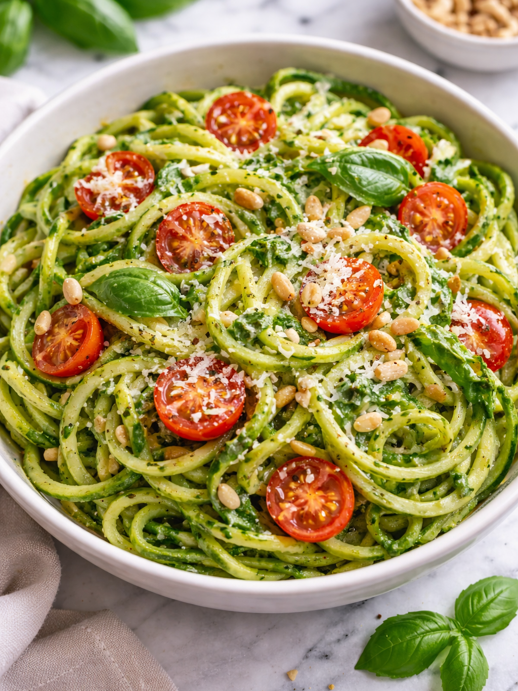 Zucchini Noodles with Pesto.