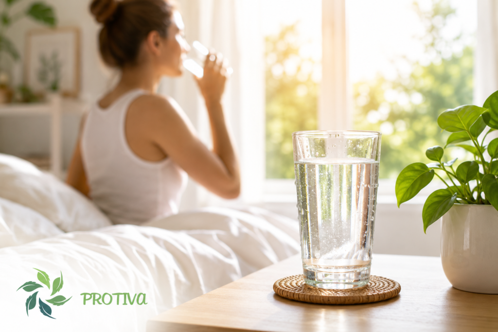drinking water in the morning.